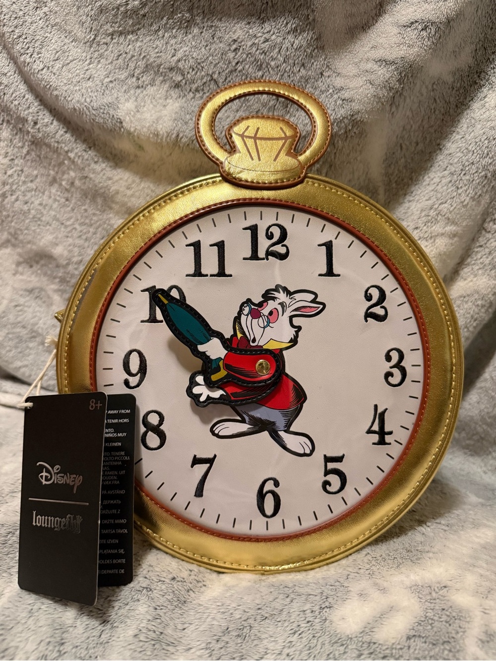 Loungefly White Rabbit Pocket Watch Crossbody Bag - Gold & White